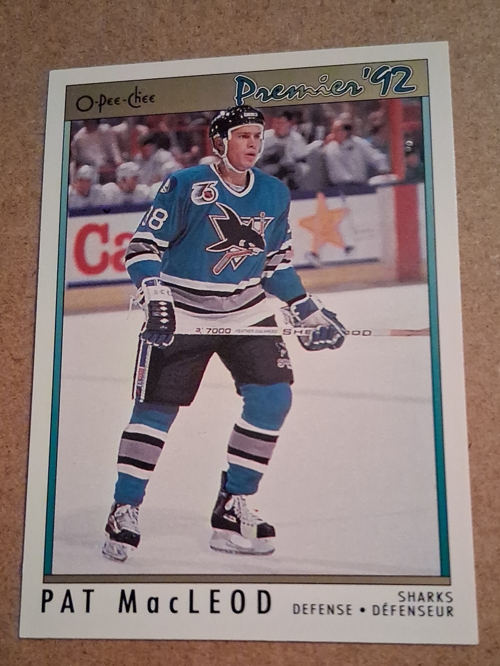 Premier '92 Pat MacLeod San Jose Sharks Hockey Card - Teal